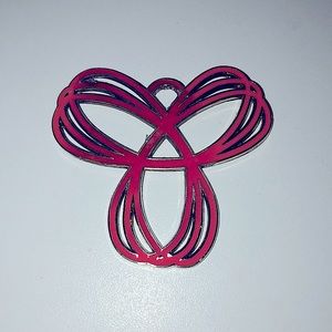 TNA Symbol Metal Keychain Piece - Pink/Red and Silver - approx, 2.5"x2.5"
